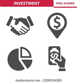 Investment Icons. Investing, Business, Handshake, Money. Professional, pixel perfect vector icon set.