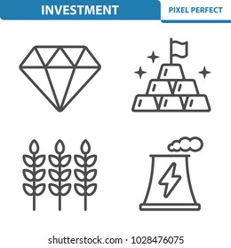 Investment Icons. Professional, pixel perfect icons optimized for both large and small resolutions. EPS 8 format. 5x size for preview.