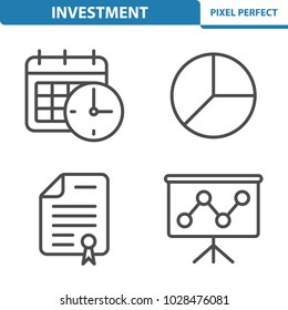 Investment Icons. Professional, pixel perfect icons optimized for both large and small resolutions. EPS 8 format. 5x size for preview.