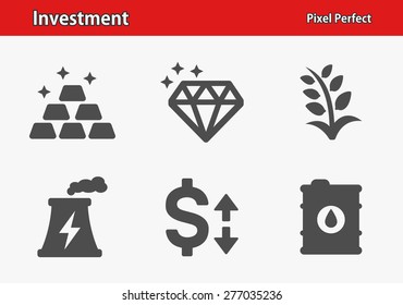 Investment Icons. Professional, pixel perfect icons optimized for both large and small resolutions. EPS 8 format. Designed at 32 x 32 pixels.