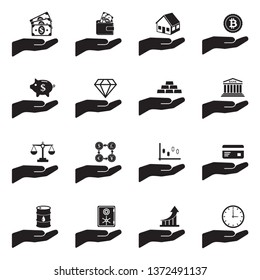 Investment Icons. Set 3. Black Flat Design. Vector Illustration.