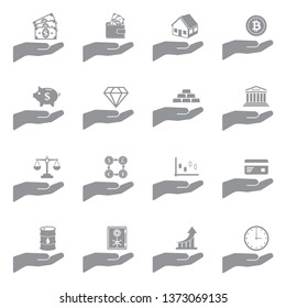 Investment Icons. Set 3. Icons. Gray Flat Design. Vector Illustration.