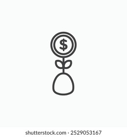 Investment icons set. filled and line illustration