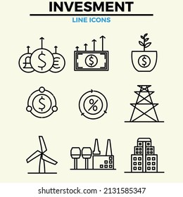 Investment icons set vector illustration symbol
