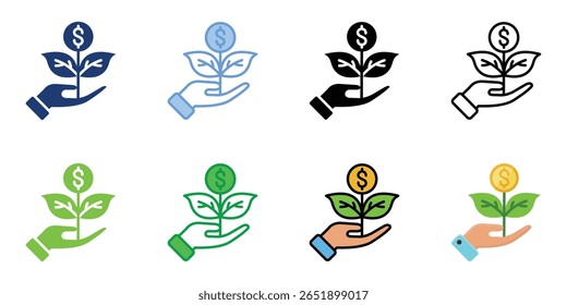 Coleção de Estilos Múltiplos de Definição de Vetor de Ícones de Investimento