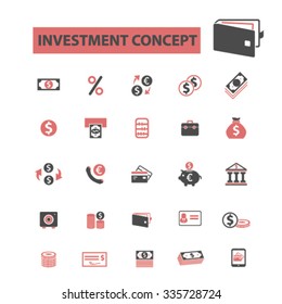 investment  icons, signs vector concept set for infographics, mobile, website, application
