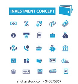 investment  icons, signs vector concept set for infographics, mobile, website, application
