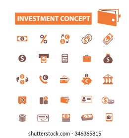 investment  icons, signs vector concept set for infographics, mobile, website, application 