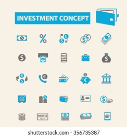 investment  icons, signs vector concept set for infographics, mobile, website, application
