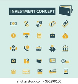 investment  icons, signs vector concept set for infographics, mobile, website, application
