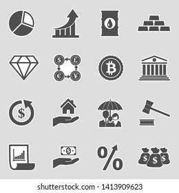 Investment Icons. Sticker Design. Vector Illustration.