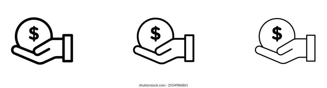 Investment icons in tree different stroke sizes