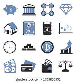 Investment Icons. Two Tone Flat Design. Vector Illustration.