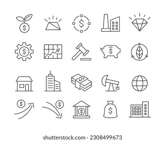 Investment Icons - Vector Line. Editable Stroke.