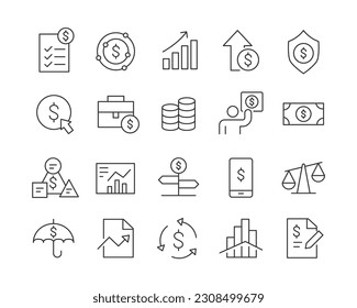 Investment Icons - Vector Line. Editable Stroke.