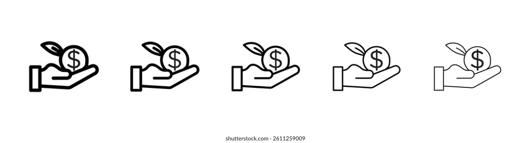 Investment icons vector set in different stroke line style