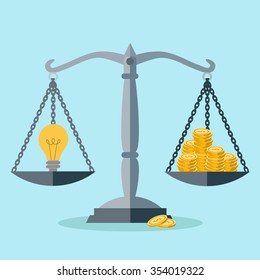 Investment in an idea, money balance vector concept