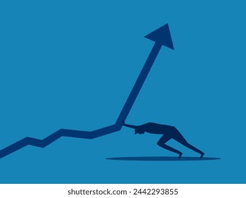 Investment ideas. Businessman pushing to increase graph 