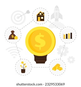 Investment illustration concept. Investing and getting profit vector illustration