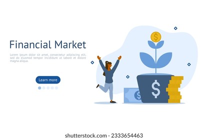 investment illustration set. characters have growth their own money savings. money increasing concept. vector illustration.