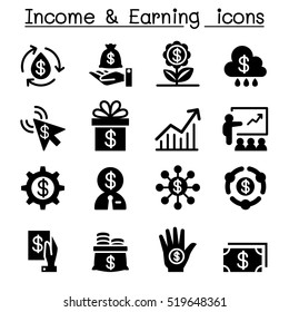 Investment, Income & earning icon set