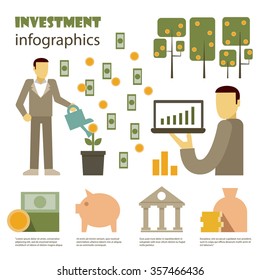 Investment infographic elements in flat design. Vector illustration.