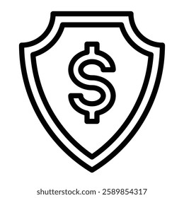 Investment Insurance Vector Line Icon Design For Personal And Commercial use