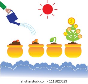 Investment And Interest Concept, Business investment growth concept, with stack money coin