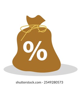 Investimento Juro Ícone sack com cheio de dinheiro com percentual conceito vetor ilustração design fundo