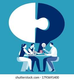 Investment. Investor and inventor sitting at the table discussing deal to achieve a profit. Vector illustration.