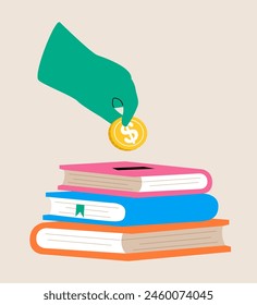 Investment in knowledge to improve skill or get better life, lifelong learning. Colorful vector illustration
