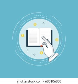 Investment in knowledge, student loans, scholarships flat line vector illustration design. Tutorials, trainings and courses design for web banners and apps