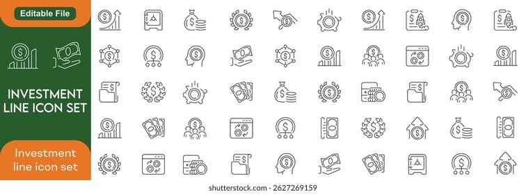 investment Line Editable Icon Set. Editable stroke and line investment icon set. Vector illustration..