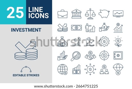 investment Line Editable Icon Set. Vector illustration Editable stroke. 