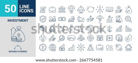 investment Line Editable Icon Set. Vector illustration Editable stroke.