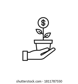 Investment line icon. Money growth symbol concept isolated on white background. Vector illustration