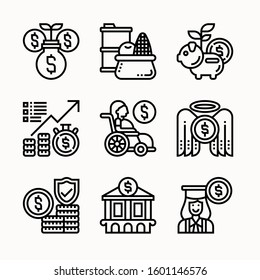 Investment Line Icon Set Vector