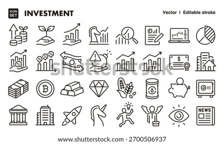 Investment line icon set. Vector editable stroke icon.