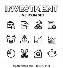 Investment line icon and solid vector sign, linear outline logo design illustration on white background