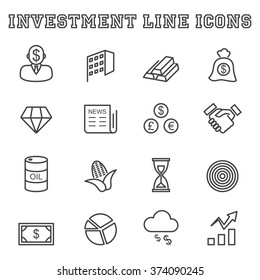 investment line icons, mono vector symbols