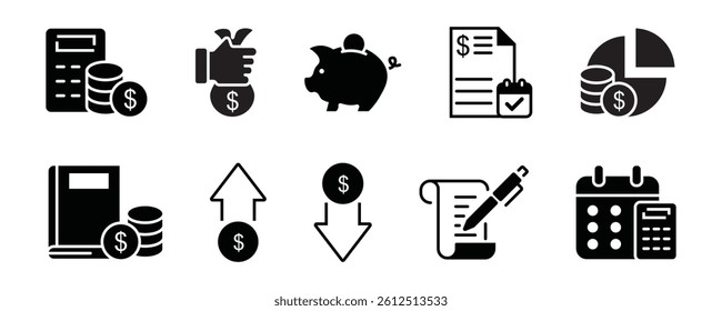 Investment line icons, such as economy, financial growth, profit and more. Vector illustration.