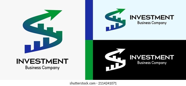 Investment logo for building and mortgage company, arrow and graphic icon in letter s. premium logo illustration Vector