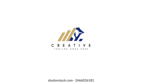 Investment Logo with bullish market vector illustration.