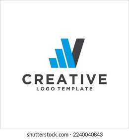 Investment logo with capital letter W, V, finance logo, financial investment logo, business logo