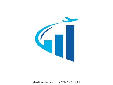 investment logo design, creative graph plane finance symbol vector illustration