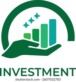 investment logo design green hand 