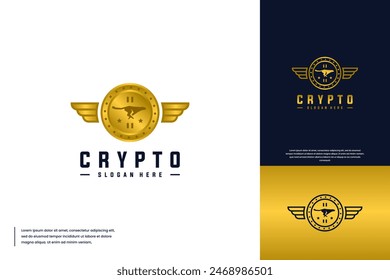 investment logo with digital currency and cheetah concept, fast ,logo design template.