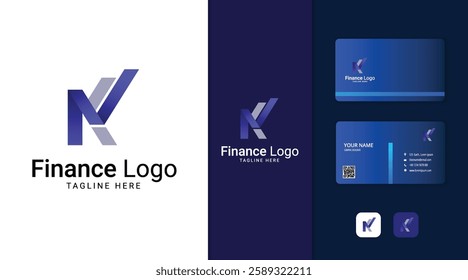 Investment logo finance logo, financial investment logo, business logo With letter K including business card