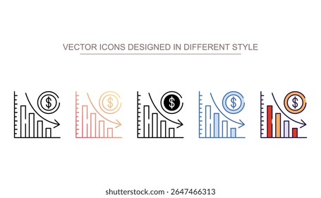 Investment Loss icon design with white background stock illustration