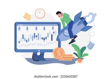 Investment Loss Illustration concept. A flat illustration isolated on white background